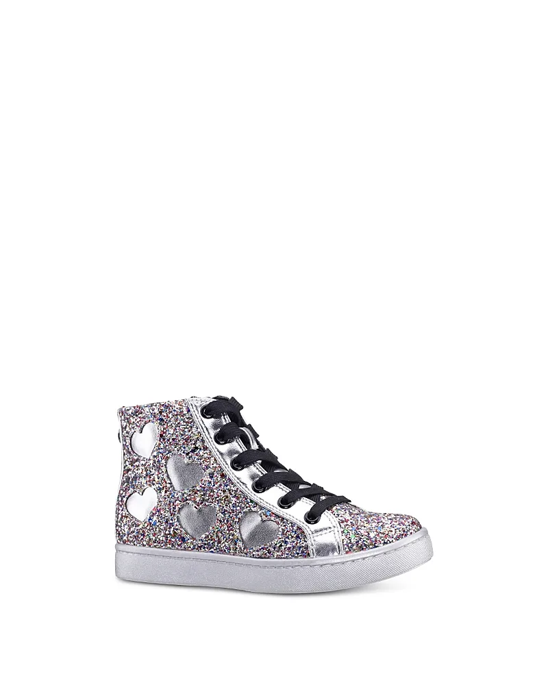 Cass T Glitter High Top Zip Lace Up Sneakers by Nina
