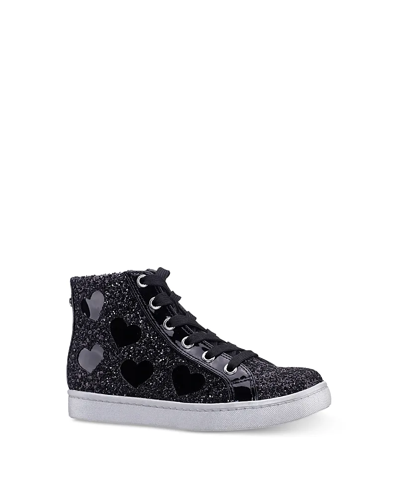 Cass Glitter High Top Zip Lace Up Sneakers by Nina