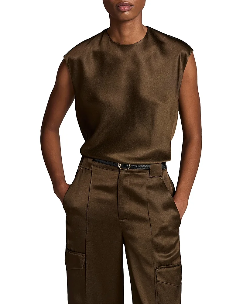 Relaxed Cap Sleeve Satin Top by Vince