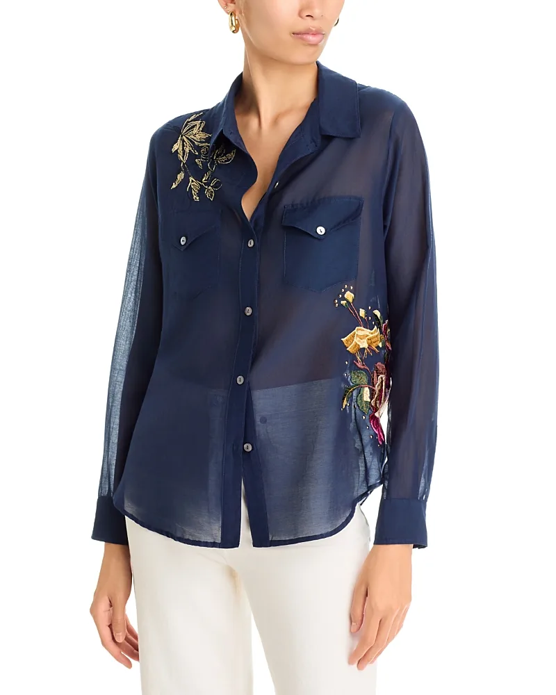 Westward Cotton & Silk Button Up Shirt by Johnny Was