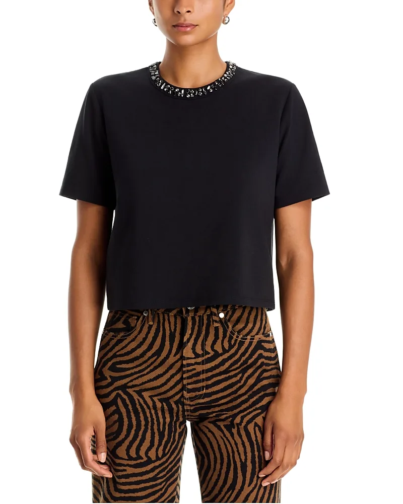 Sebastian Embellished Crewneck Tee by Veronica Beard