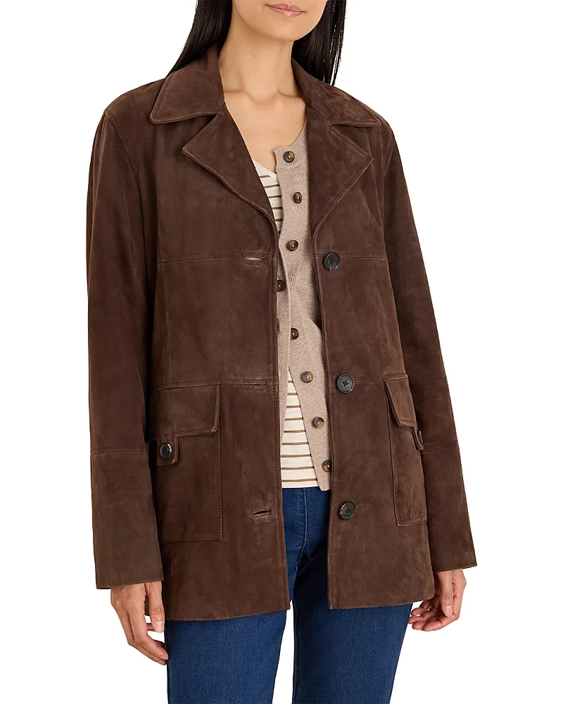Suede Mod Button Coat by Nic+Zoe
