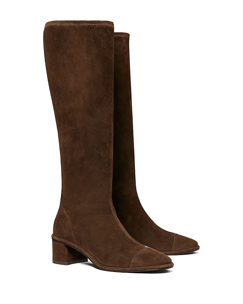 Cap Toe Suede Knee High Boots by Tory Burch