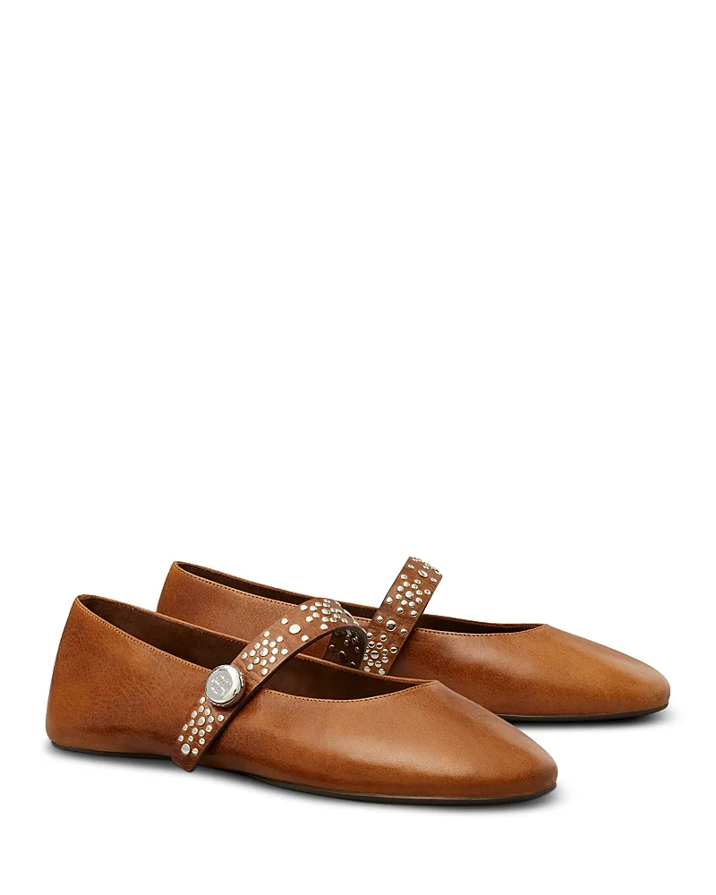 Romy Studded Leather Mary Jane Flats by Tory Burch