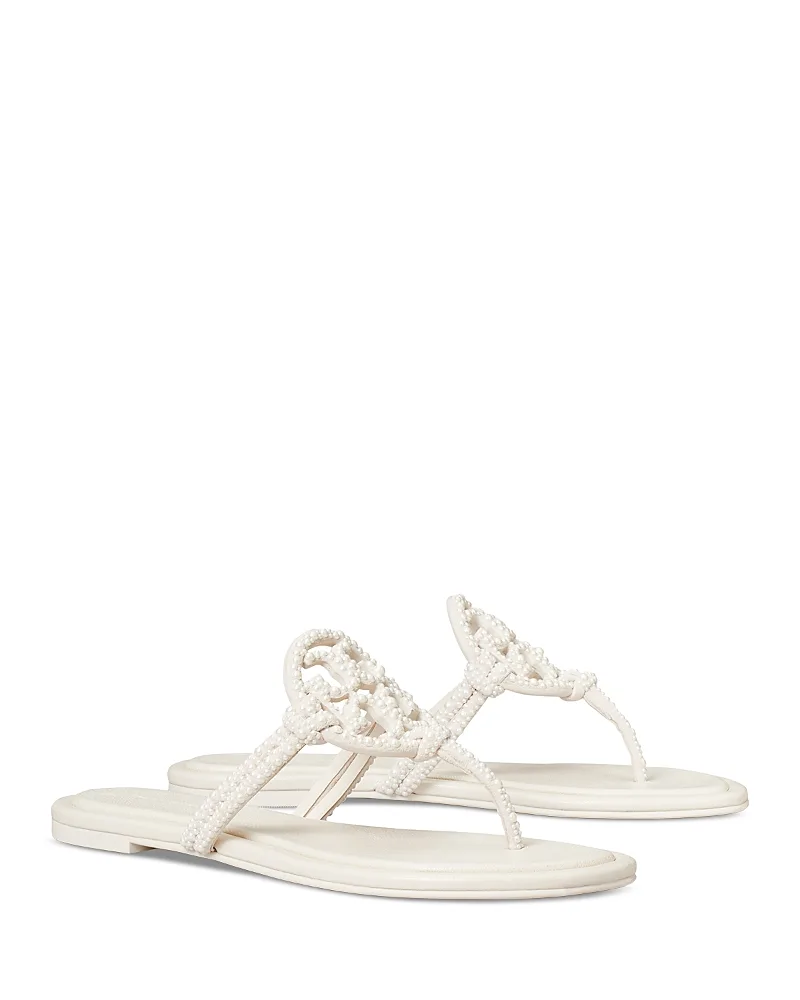 Miller Knotted Imitation Pearl Suede Sandals