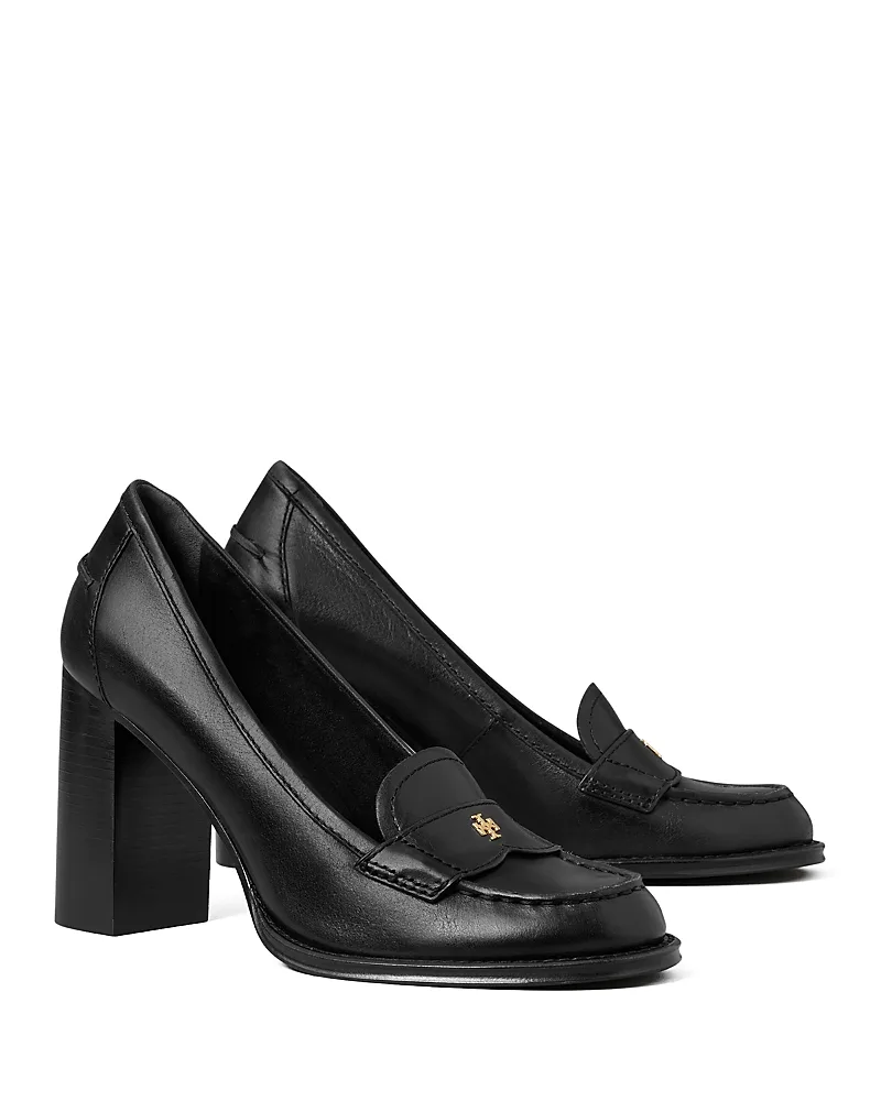 Vintage Leather Heeled Loafers by Tory Burch