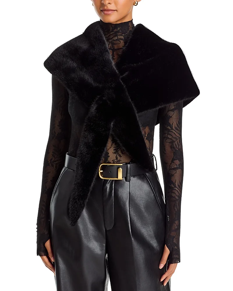 Faux Fur Triangle Scarf by AQUA