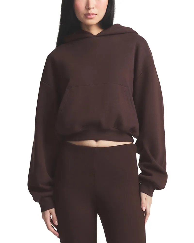 Cropped Cotton Blend Logo Hoodie by Skims