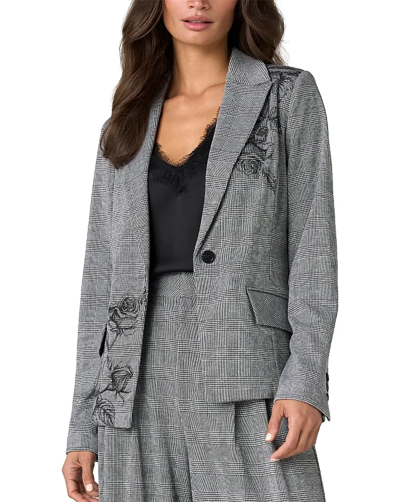 Floral Check Print Notch Lapel Blazer by Liverpool Los Angeles