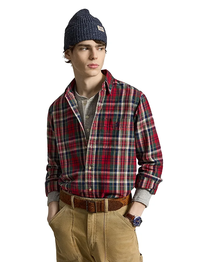 Classic Fit Cotton Plaid Brushed Oxford Shirt by Polo Ralph Lauren