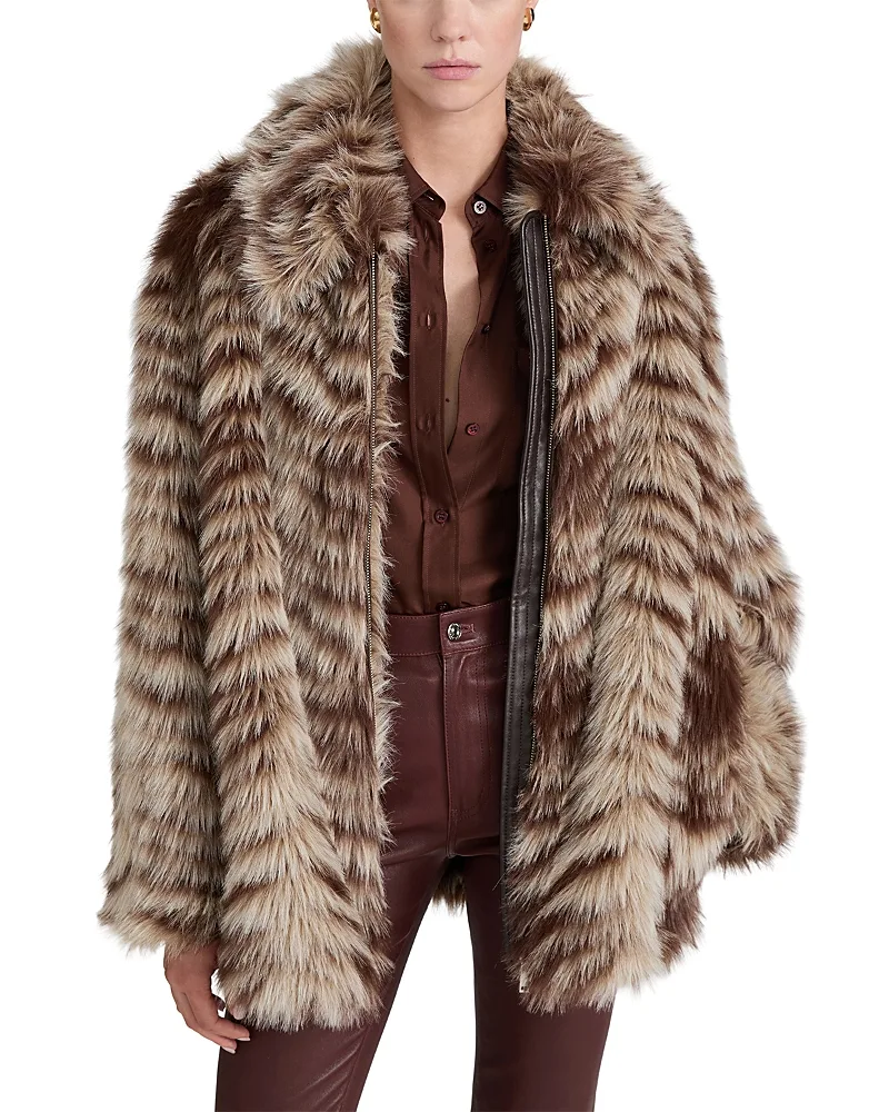 The Alpine Chevron Faux Fur Coat by FRAME