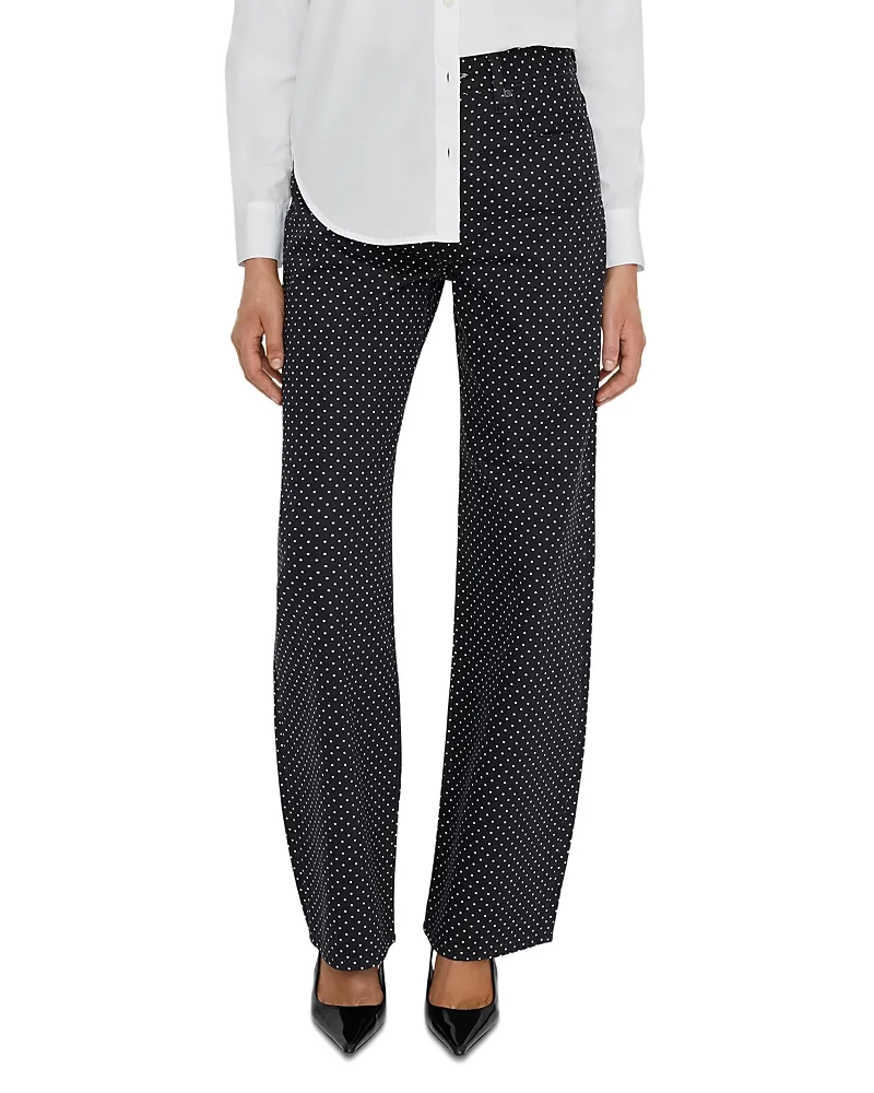 The Bow High Rise Jeans in Black Polka Dot by FRAME