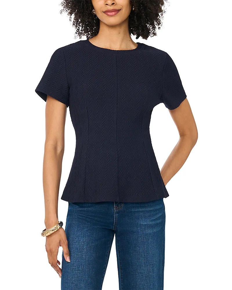 Fitted Crewneck Peplum Tee by Vince Camuto