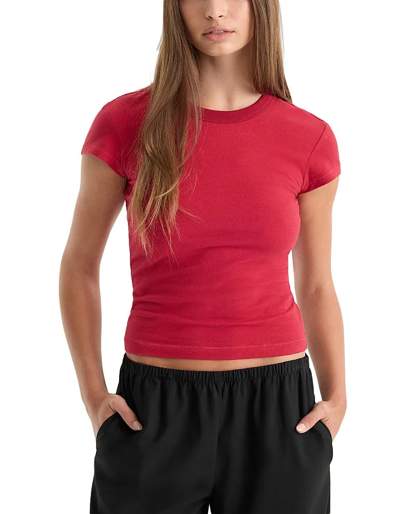 The Cap Sleeve Cotton Stretch Tee by GOOD AMERICAN