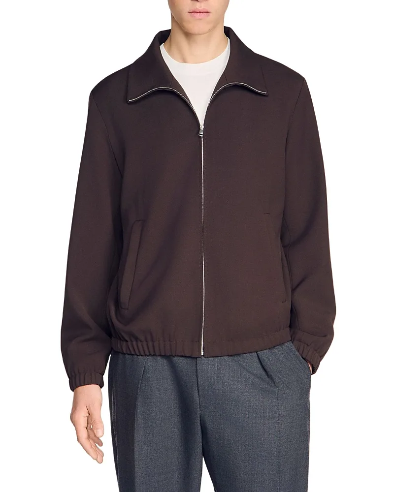 Stand Collar Wool Track Jacket by Sandro