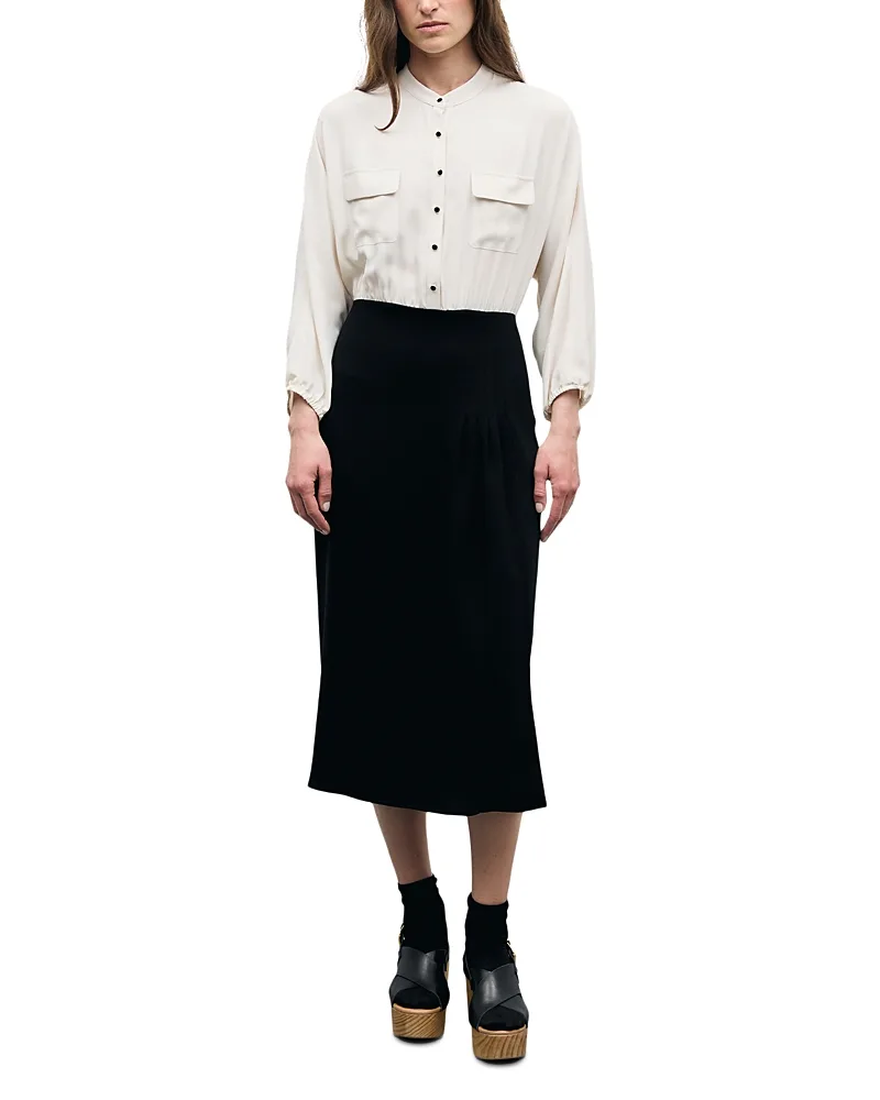 Cassy Colorblocked Shirt Top Dress by Gerard Darel