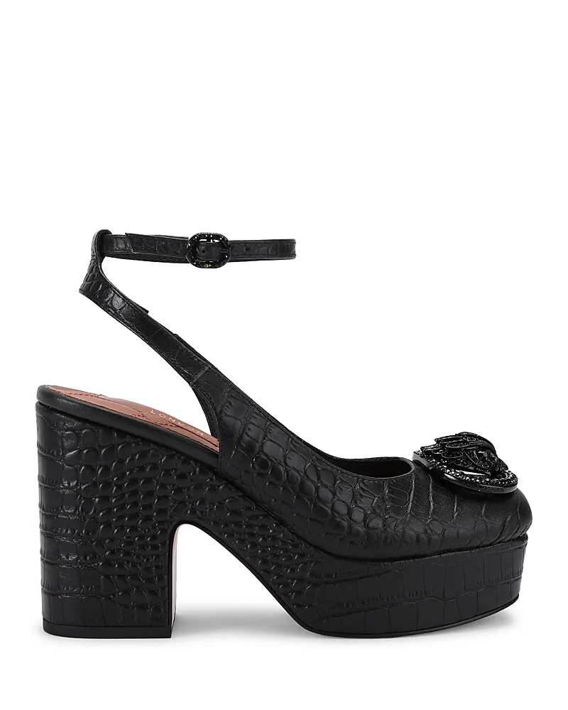 Chelsea Croc Embossed Leather Slingback Pumps by Kurt Geiger