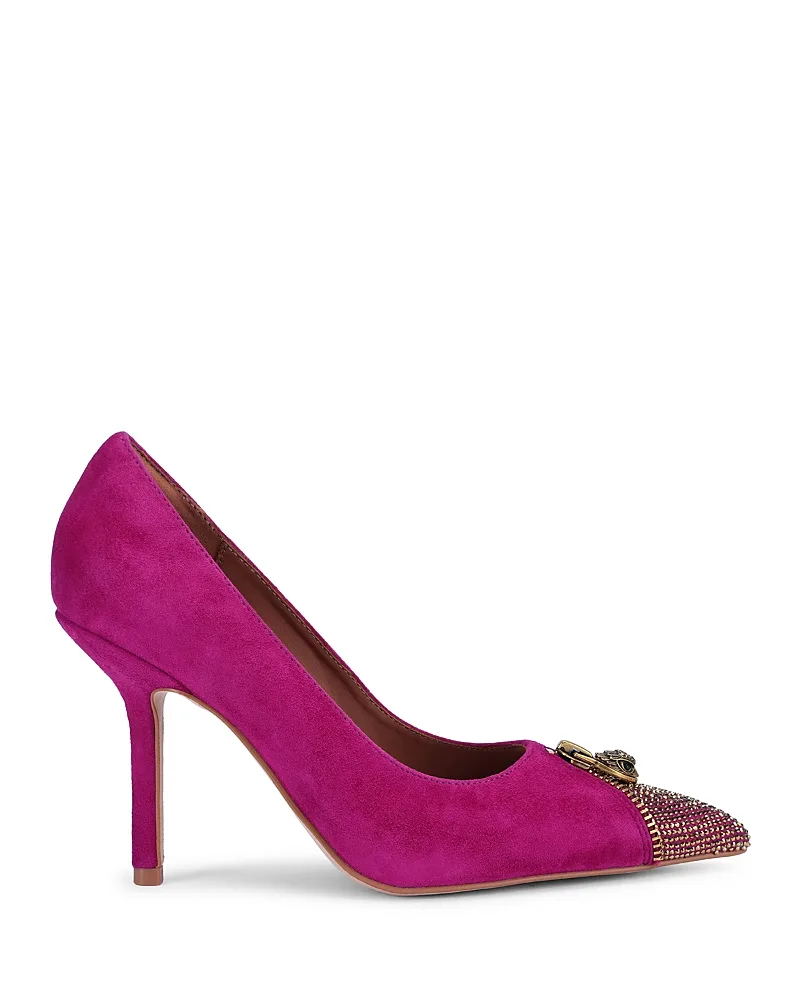 Zip Court Crystal Embellished Suede Pumps by Kurt Geiger