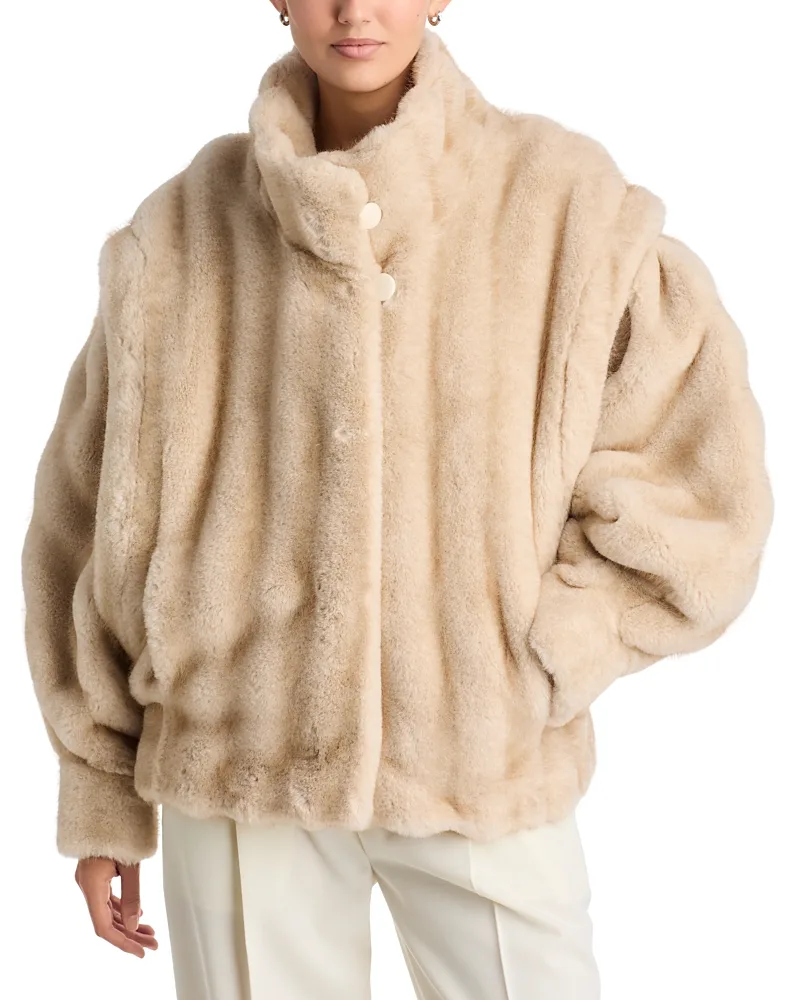 Katja Faux Fur Funnel Neck Coat by Ducie