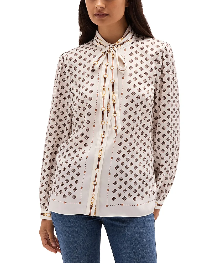 Iva Chain Print Blouson Sleeve Blouse by Hobbs London