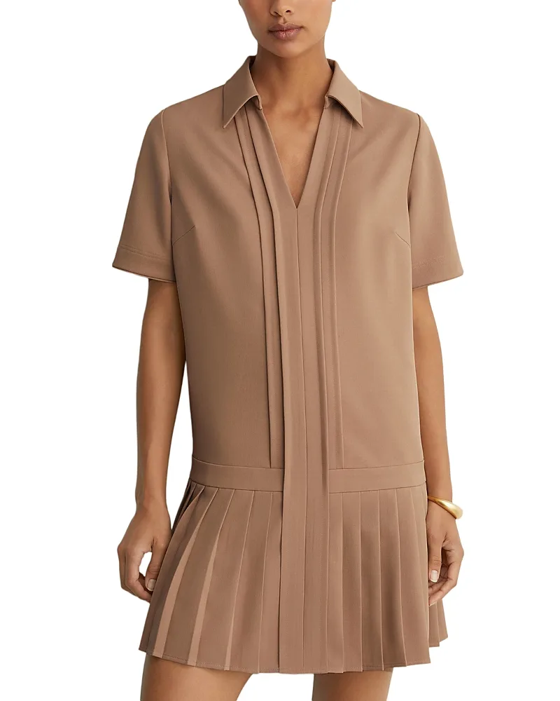 Elena Pleat Skirt Mini Dress