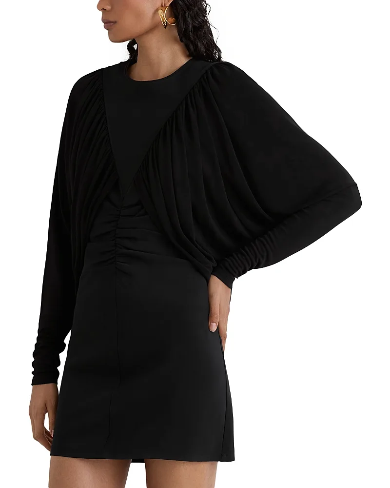 Imogen Draped Round Neck Mini Dress by Reiss