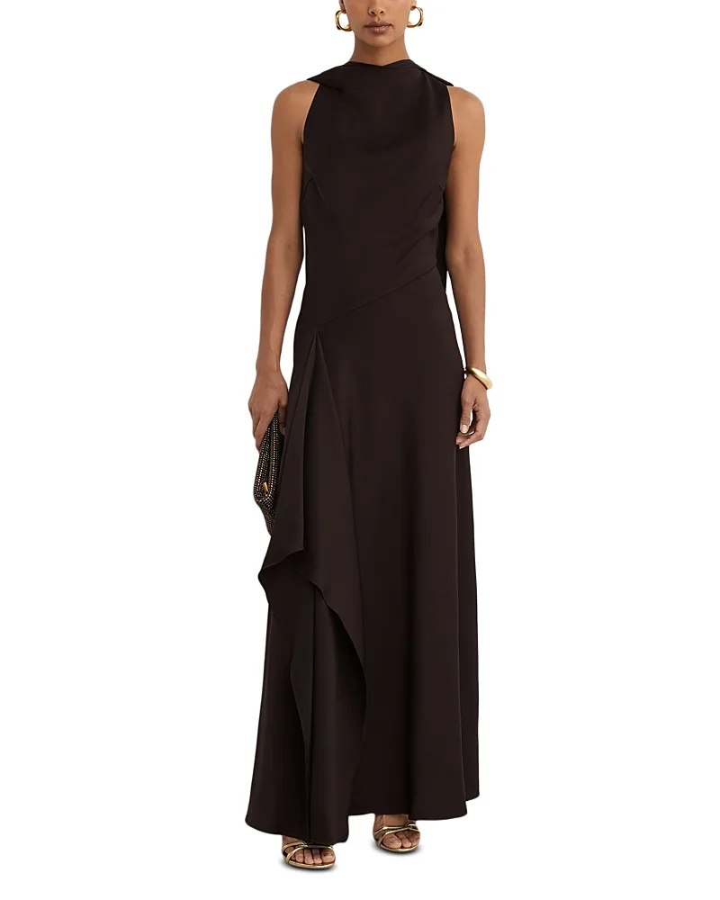 Sabine Satin Cape Maxi Dress