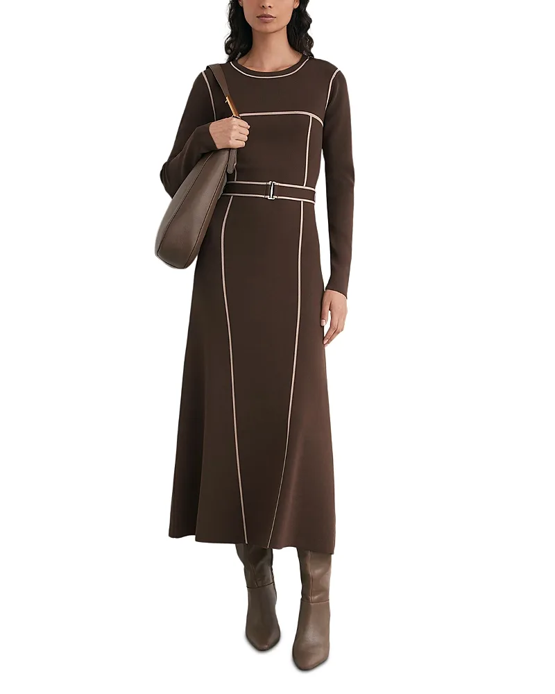 Etta Belted Knit Midi Dress by Reiss