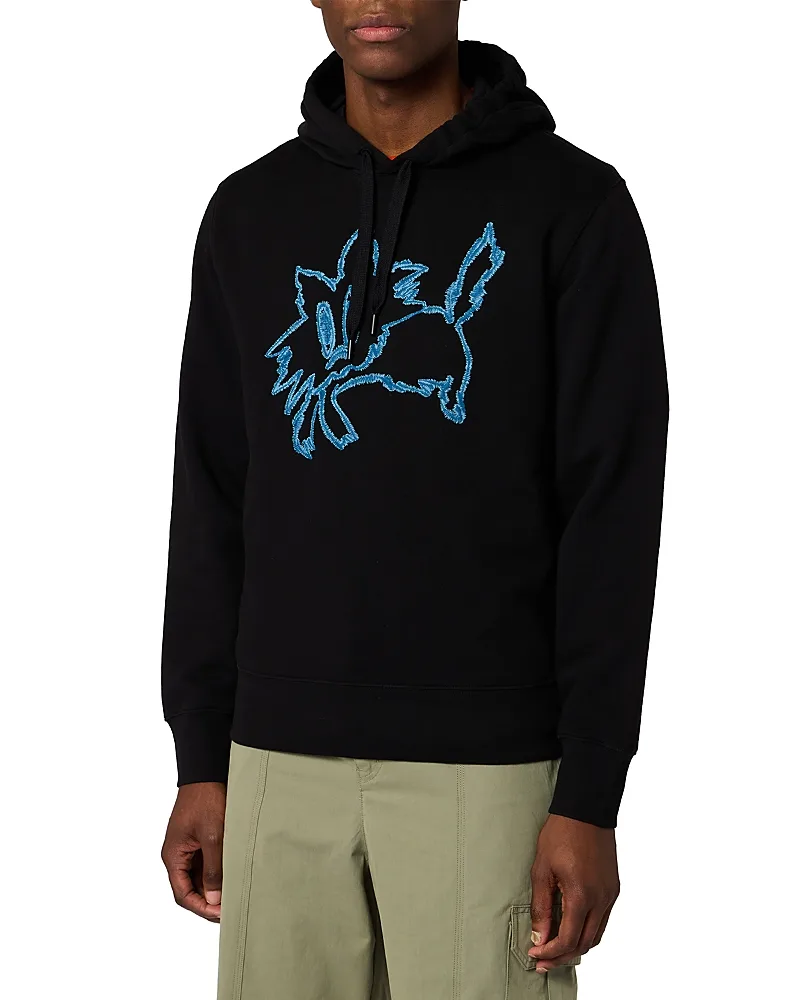Ps Paul Smith Stitch Cat Cotton Drawstring Hoodie by Paul Smith