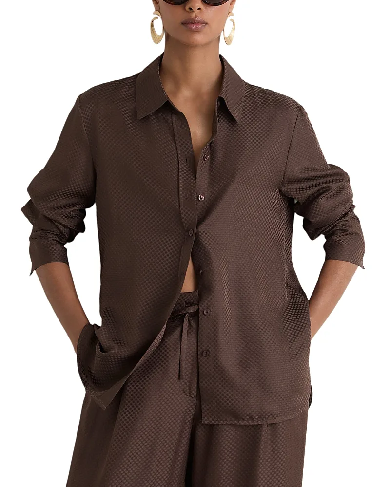 Aliana Jacquard Silk Shirt by Reiss