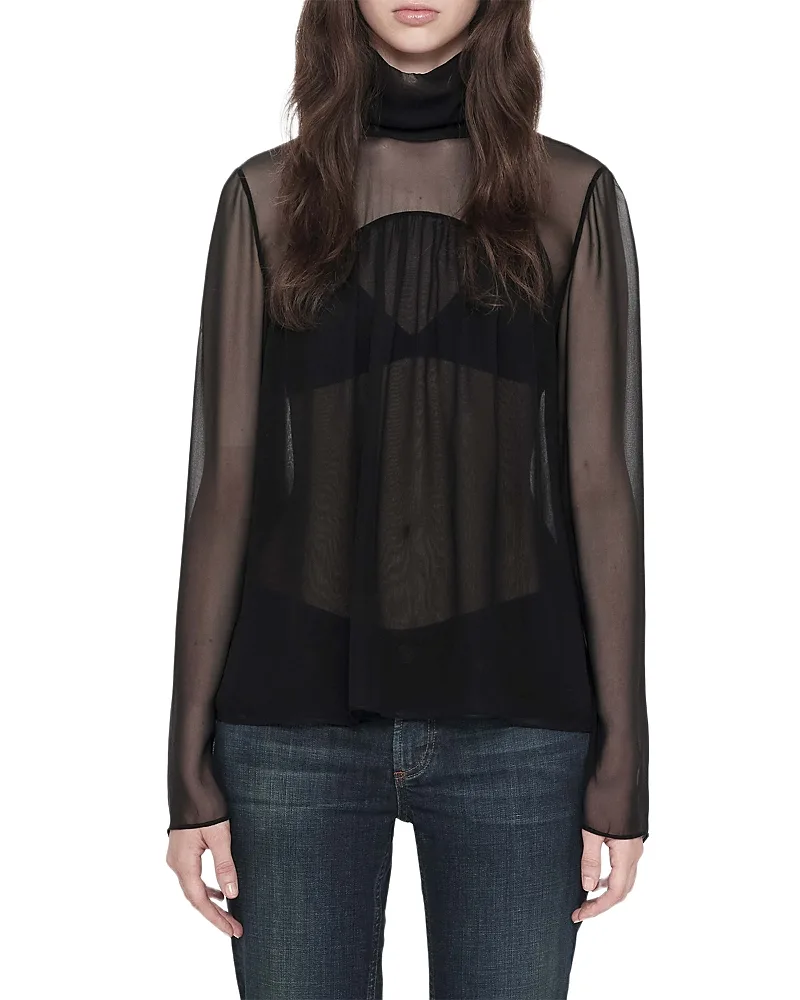 Nadia Silk Sheer Top by AllSaints