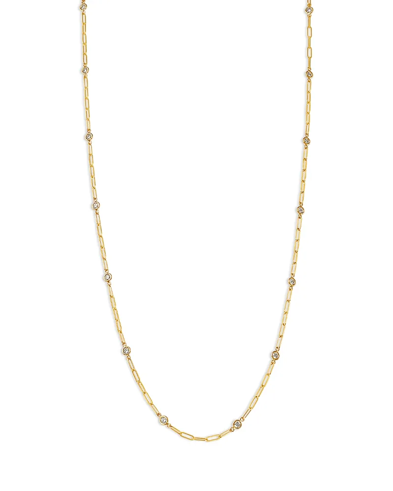 Diamond Station Paperclip Chain Necklace in 14K Yellow Gold, 1.0 Tcw by Bloomingdales Fine Collection