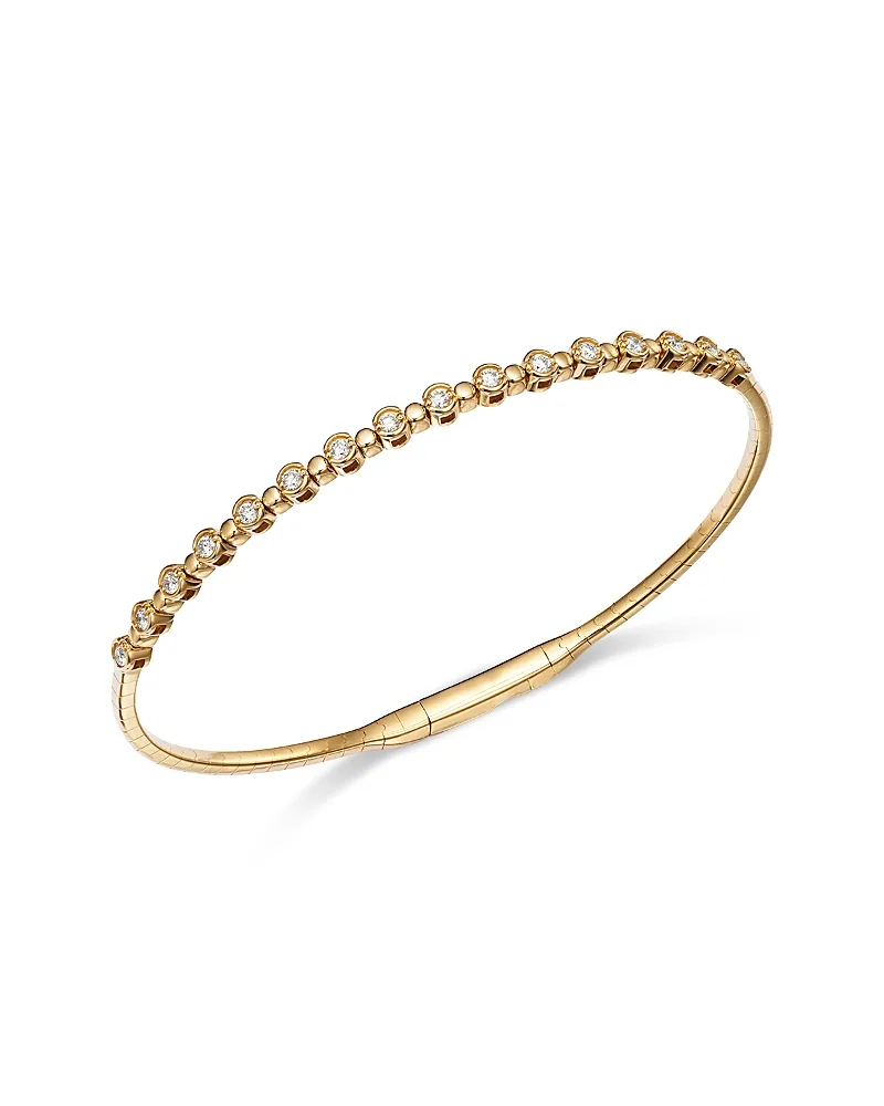 Diamond Bezel Link Bangle Bracelet in 14K Yellow Gold, 0.50 Tcw