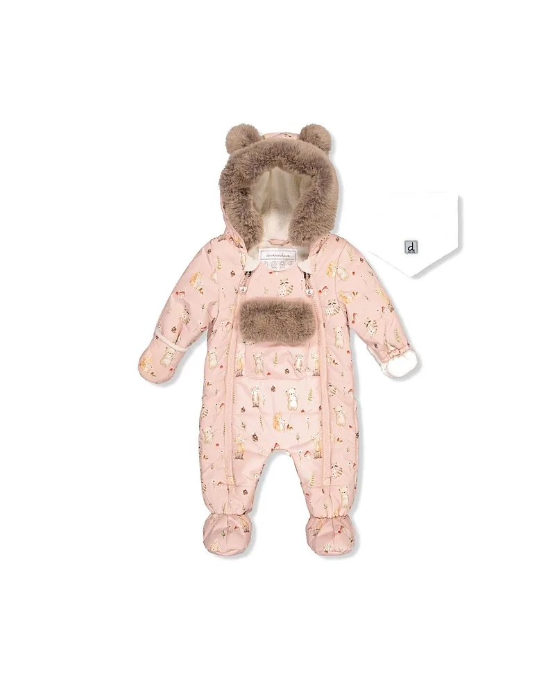 Woodland Creatures One Piece Romper & Neckwarmer Snowsuit by Deux Par Deux