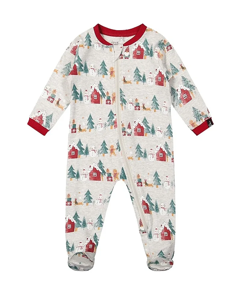 Christmas Front Zipper Footed One Piece Pajama by Deux Par Deux