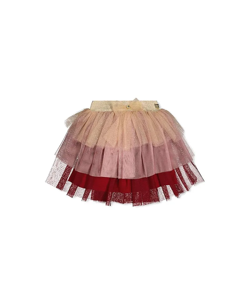 Multi Layer Glittering Mesh Bow Waist Tiered Skirt by Deux Par Deux