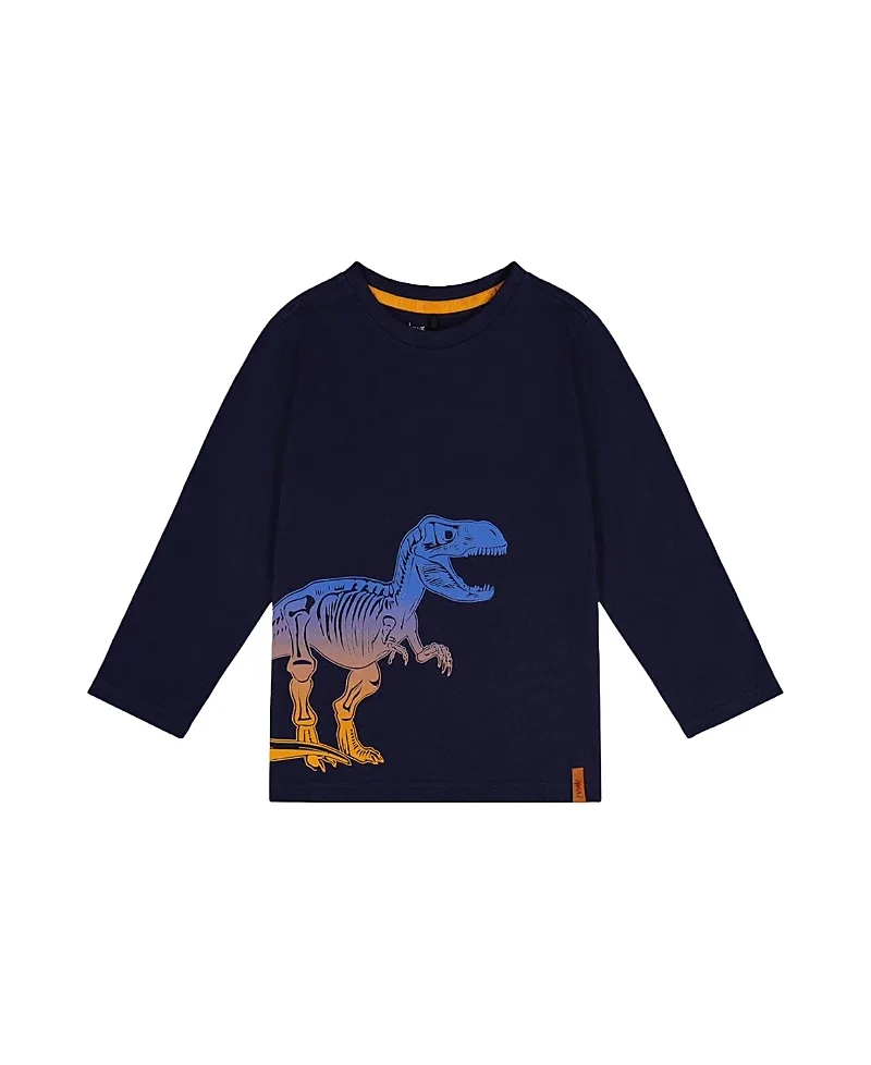Long Sleeve Organic Cotton Dino Crew Neck T-Shirt by Deux Par Deux