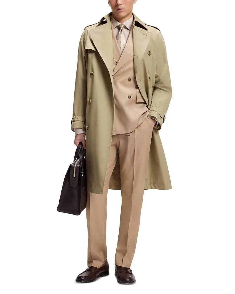 Jared Belted Cotton Trench Coat by Boss