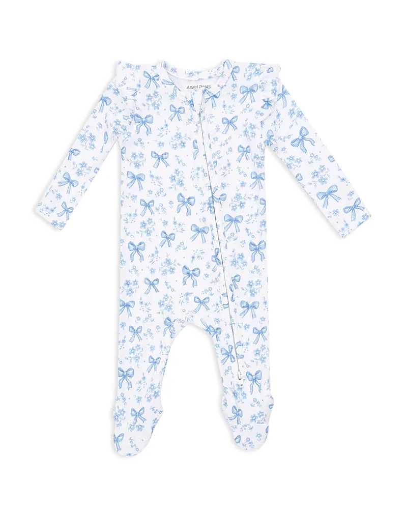 Bows & Flowers 2 Way Ruffled Sleeve Zipper Footie by Angel Dear