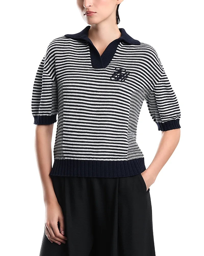 Emporio Armani Striped Cotton Blend Polo Collar Shirt by Armani