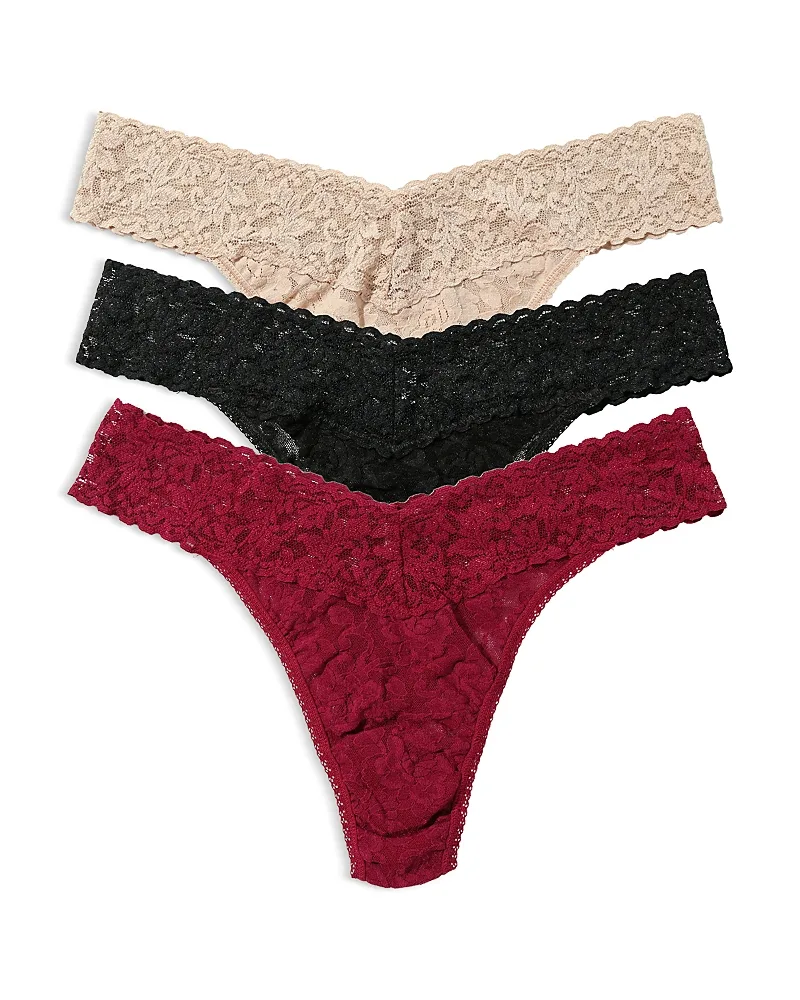 Signature Lace Original Rise Thongs, Set of 3