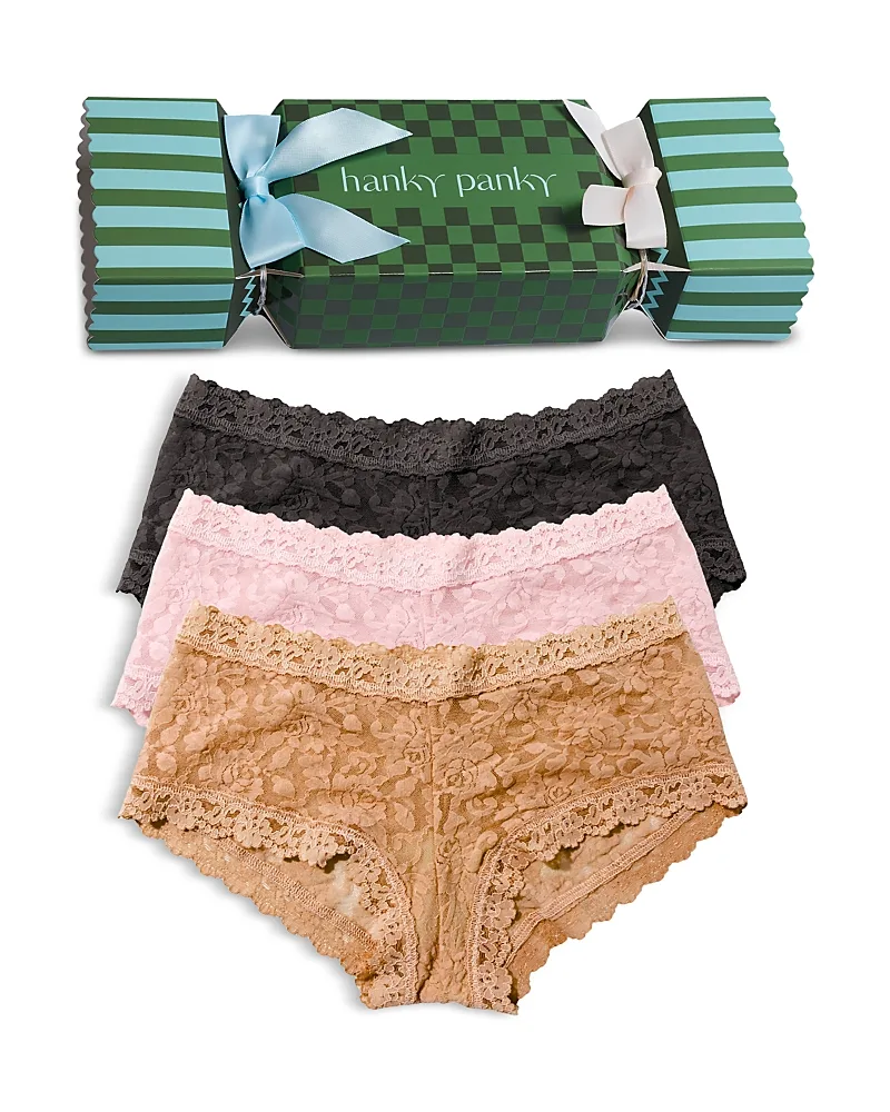 Signature Lace Mid Rise Boy Shorts, Pack of 3 by Hanky Panky