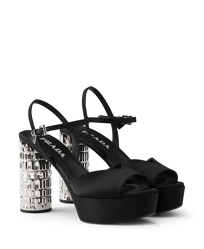 Satin Platform Sandals by Prada