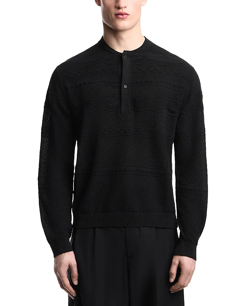Emporio Armani Regular Fit Pullover Henley Sweater by Armani