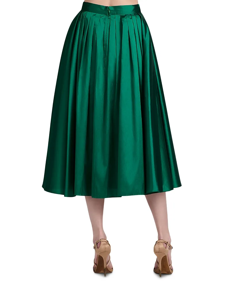 Tea Length Pleated Soft Taffeta Skirt by Emily Shalant