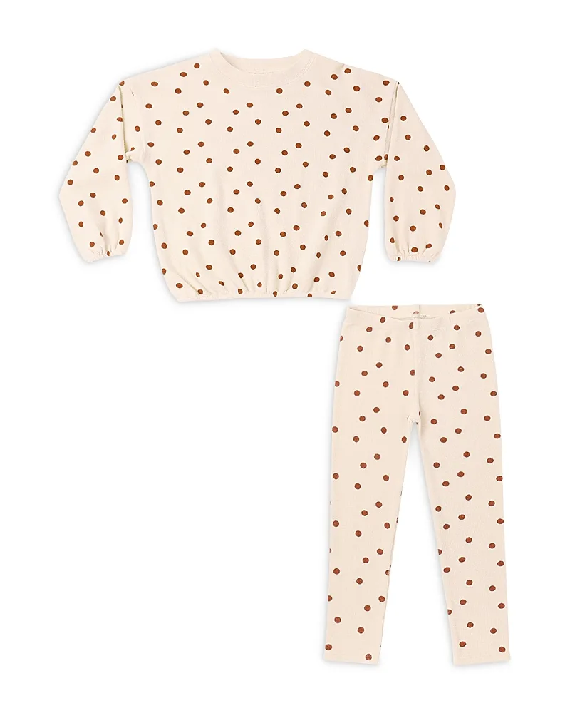 Spongey Knit Dots Cotton Blend Sweatshirt & Leggings Set by Rylee + Cru