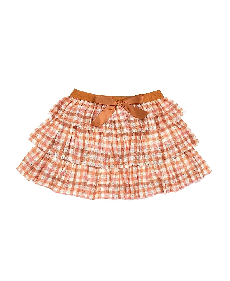 Cinnamon Plaid Tiered Tutu Skirt by Sweet Wink