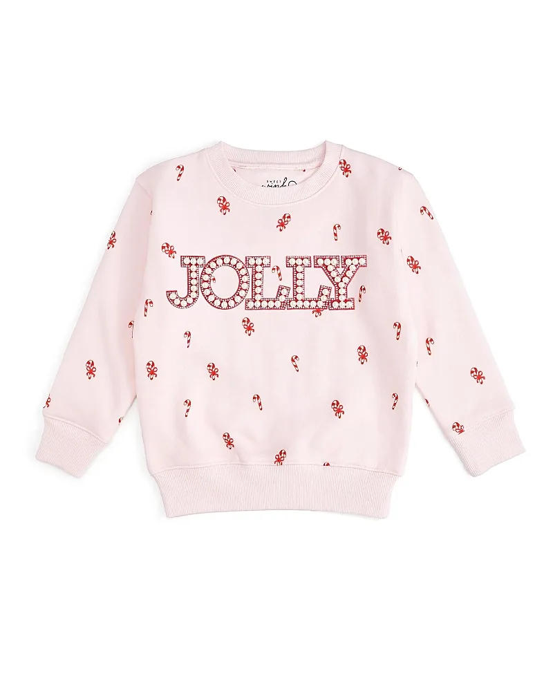 Jolly Pearl Patch Candy Cane Christmas Sweatshirt by Sweet Wink