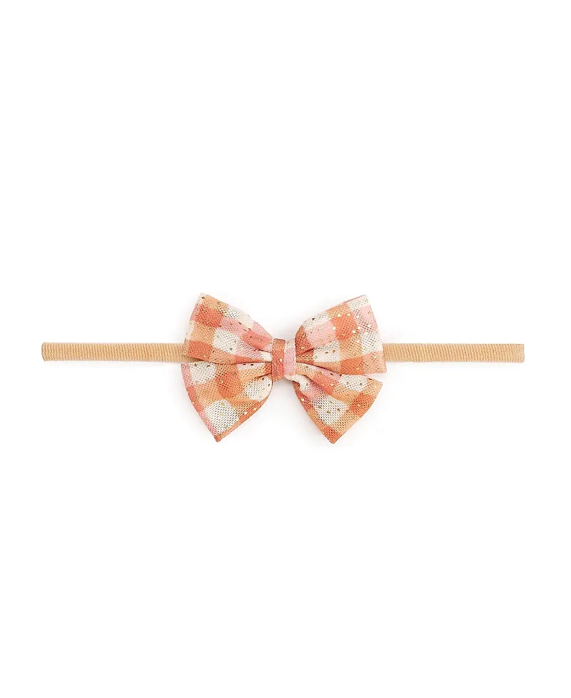 Cinnamon Plaid Tulle Bow Headband by Sweet Wink