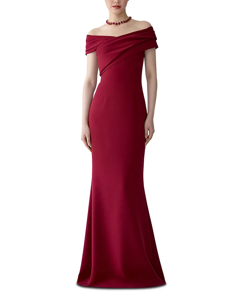 Off Shoulder Drape Neck Gown by Carolina Herrera